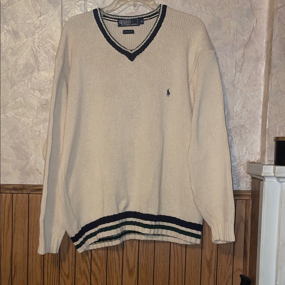 Polo by Ralph Lauren Cream & navy blue (XL)